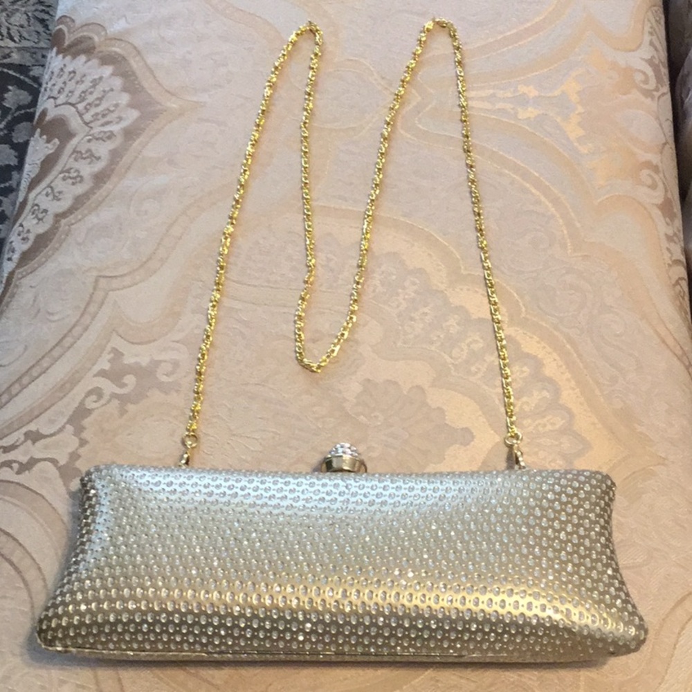 NWOT Gold Sparkling Hardside Evening Bag